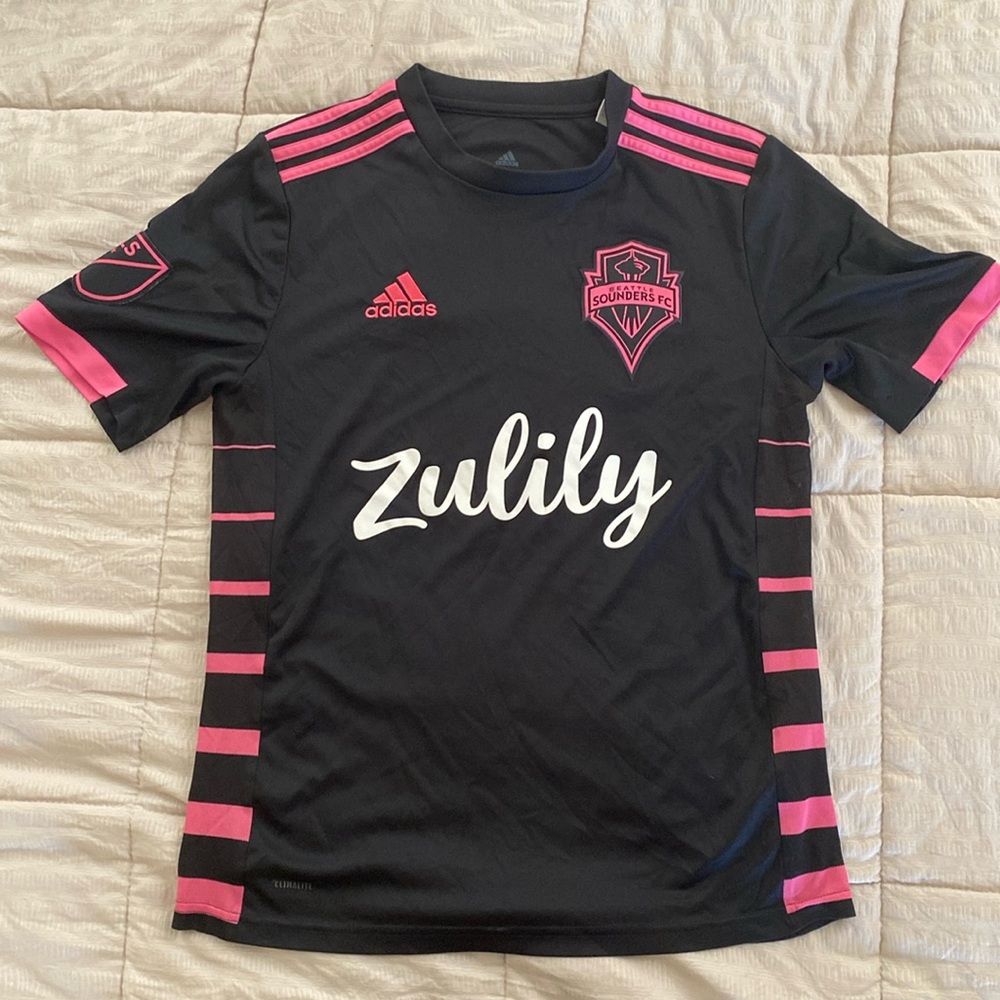 Seattle sounders fc black and pink jersey child